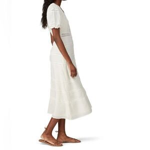 Sweet Baby Jamie Ivory Lace Boho Cottage Core Midi Dress